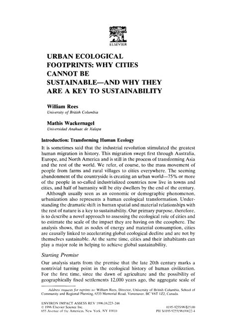 Urban ecological footprints: Why cities cannot be  .